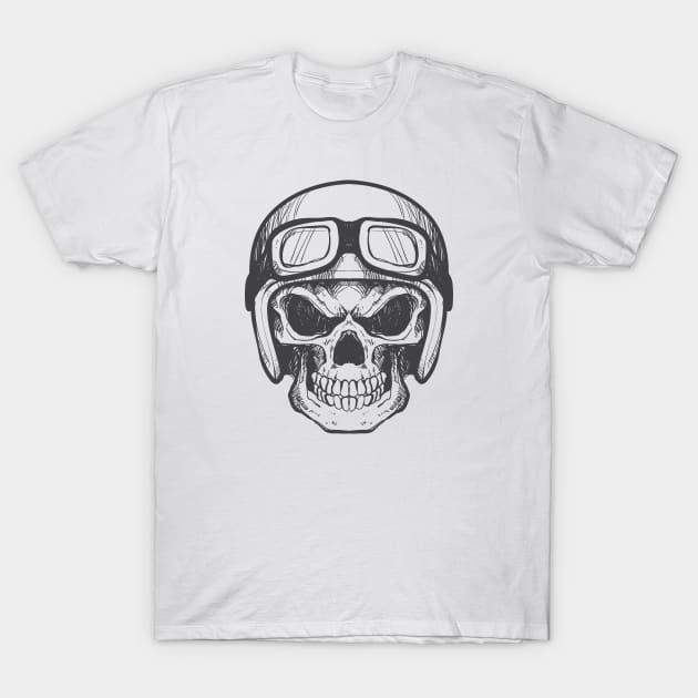 Helmet Skull T-Shirt by MaiKStore